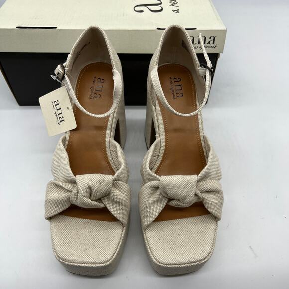 a.n.a Womens Holland Heeled Sandals Cream Natural Platform Size 8M - Picture 4 of 8